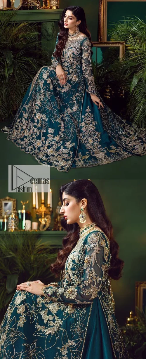 Let the outfit speak for itself! DeemasFashion presents this party wear in teal blue colour. Be a centre of attraction