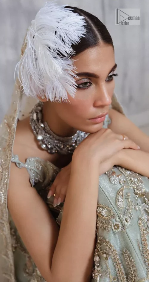 Get this ever-trending floral walima outfit.  Keep it romantic and fantastic with the DeemasFashion latest articles! The soft green blouse