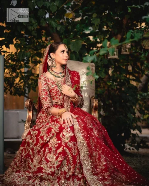 Classic deep red canvas with a bold twist of the pattern! Bridal choli in the deep red shade is a