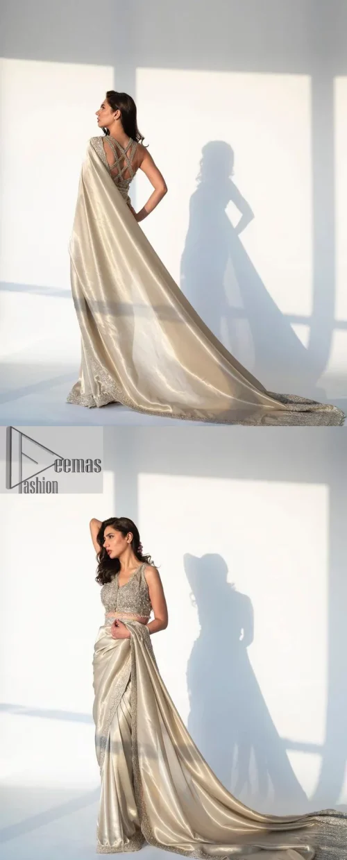 It's an aesthetic kinda mood. A silver blouse hand embellished with dabka, naqshi, cut dana, Resham, tilla, kora, sequin and