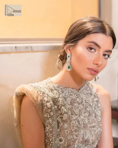 Your wedding vibe. Your wedding mood. Your wedding scent. The light fawn back train heavy maxi and dupatta are hand