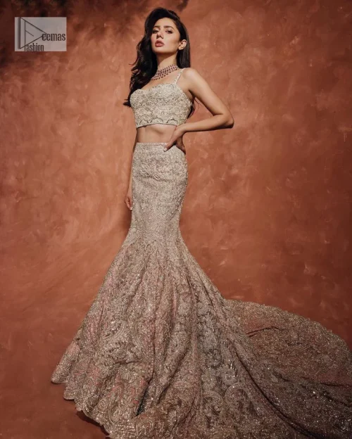 Soft Pink Blouse – Back Train Fish Cut Lehenga