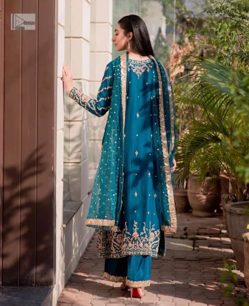 Teal Angrakha – Trousers n Dupatta