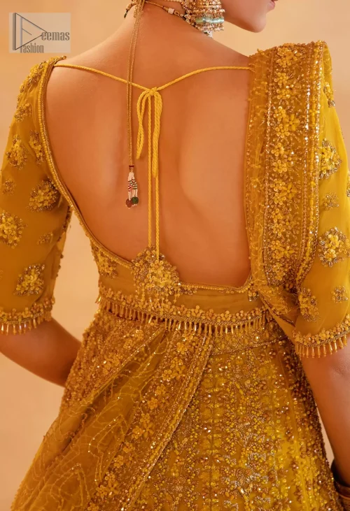 Mustard Lehenga Blouse Dupatta for Mehndi Bride