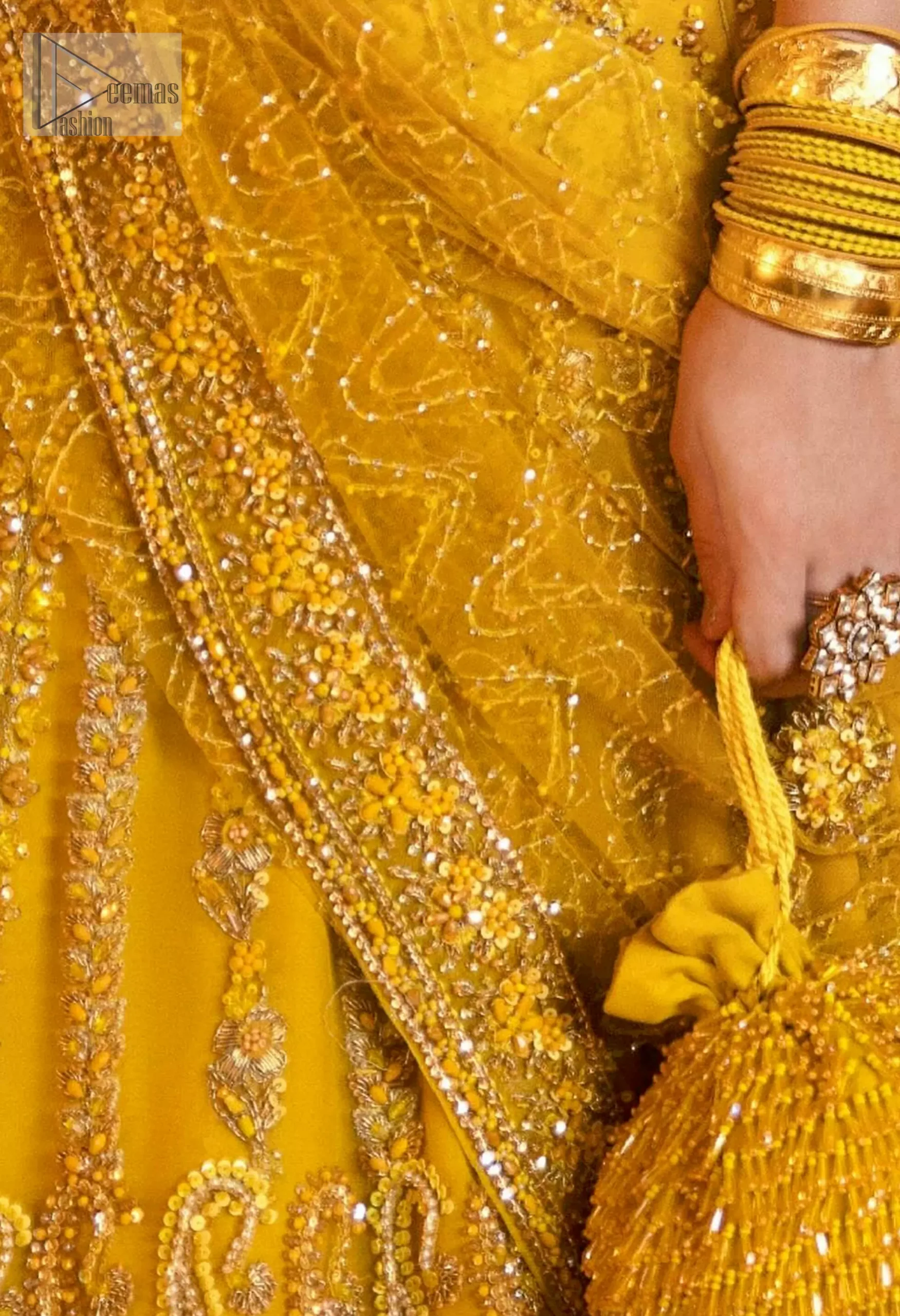 Mustard Lehenga Blouse Dupatta for Mehndi Bride