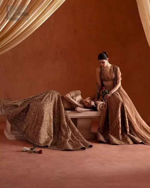 Light golden and antique boski shade embroidery texture.