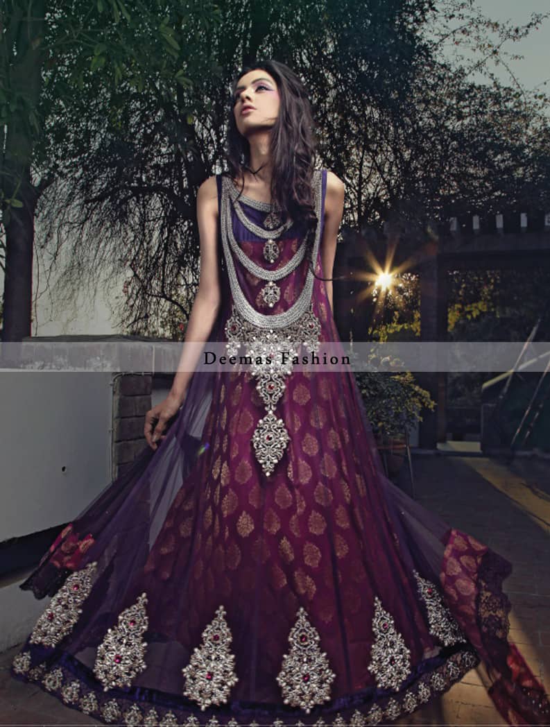 Latest Collection 2012 Pink Purple Anarkali Frock Latest Collection 2016 Pink Purple Anarkali Frock