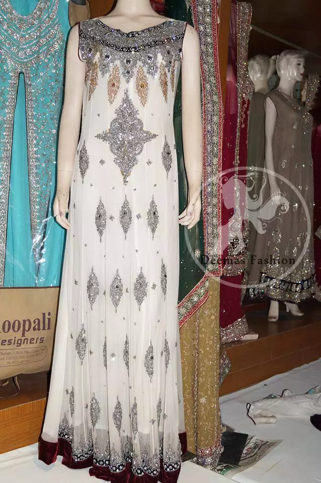 White Fully Embroidered Long Maxi