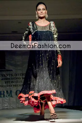  Black Aline Formal Anarkali Pishwas Churidar Dress