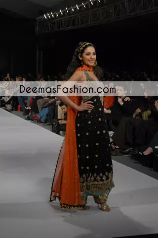 Black Rust Formal Wear Anarkali Pishwas Frock