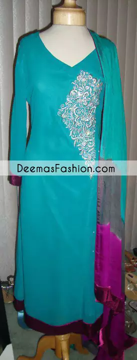  Ferozi Andrakha Style Party Dress