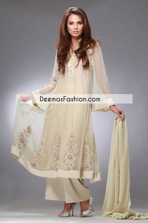 Off White Party Wear Frock Latest Designer Dresses  