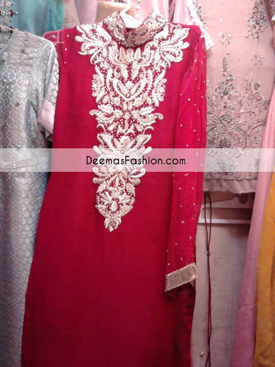 red and silver gown