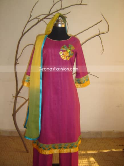 Pakistani Casual Clothes Shocking Pink Dress
