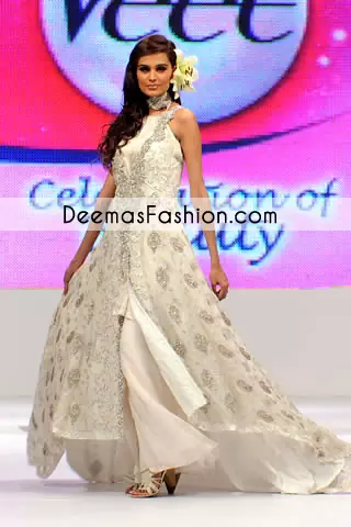 White Heavy Formal Wear Anarkali Pishwas Dress